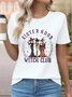 T-shirts Décontracté Été Lettres de texte Coton Micro-élasticité Manches Courtes Col Rond Trapèze Régulier pour Femmes