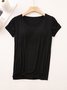 T-shirts Femmes Décontracté Plain Été Quotidien Ample Manches Courtes Régulier Régulier Élasticité moyenne