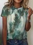 T-shirts Femmes Décontracté Été Bleu Paon Quotidien Ample Manches Courtes Régulier Droit Non
