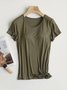 T-shirts Femmes Décontracté Plain Été Quotidien Ample Manches Courtes Régulier Régulier Élasticité moyenne