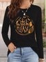 T-shirts Femmes Décontracté Printemps / Automne Imprimé de Lettre Motif Micro-élasticité Quotidien Ample Manches Longues Col Rond Régulier