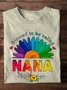 T-shirts Femmes Décontracté Printemps / Automne Marguerite Micro-élasticité Ample Col Rond Régulier Trapèze Régulier