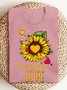 T-shirts Femmes Décontracté Été Marguerite Coton Micro-élasticité Quotidien Ample Trapèze Régulier