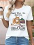 T-shirts Femmes Décontracté Été Imprimé de Lettre Motif Micro-élasticité Quotidien Ample Manches Courtes Col Rond Régulier
