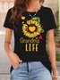 T-shirts Femmes Décontracté Été Marguerite Coton Micro-élasticité Quotidien Ample Trapèze Régulier