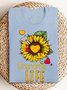 T-shirts Femmes Décontracté Été Marguerite Coton Micro-élasticité Quotidien Ample Trapèze Régulier