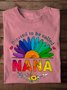 T-shirts Femmes Décontracté Printemps / Automne Marguerite Micro-élasticité Ample Col Rond Régulier Trapèze Régulier