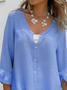 Chemisiers1 Femmes Décontracté Plain Printemps / Automne Polyester Aucune élasticité Quotidien Ample Entaillé Boucle
