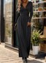 Femmes Plain Gris Foncé Col V Confortable Dentelle Robe Maxi Décontracté