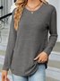 T-shirts Décontracté Plain Printemps / Automne Micro-élasticité Quotidien Ample Col Rond Droit Boucle pour Femmes