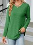 T-shirts Décontracté Plain Printemps / Automne Micro-élasticité Quotidien Ample Col Rond Droit Boucle pour Femmes