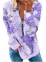 Sweat-shirts Femmes Décontracté Carte Printemps / Automne Zip Micro-élasticité Quotidien Régulier Droit Col mi-ouvert