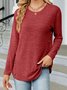 T-shirts Décontracté Plain Printemps / Automne Micro-élasticité Quotidien Ample Col Rond Droit Boucle pour Femmes