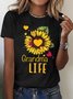 T-shirts Femmes Décontracté Été Marguerite Coton Micro-élasticité Quotidien Ample Trapèze Régulier
