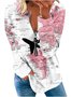 Sweat-shirts Femmes Décontracté Carte Printemps / Automne Zip Micro-élasticité Quotidien Régulier Droit Col mi-ouvert