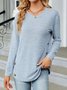 T-shirts Décontracté Plain Printemps / Automne Micro-élasticité Quotidien Ample Col Rond Droit Boucle pour Femmes