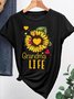 T-shirts Femmes Décontracté Été Marguerite Coton Micro-élasticité Quotidien Ample Trapèze Régulier