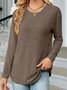 T-shirts Décontracté Plain Printemps / Automne Micro-élasticité Quotidien Ample Col Rond Droit Boucle pour Femmes