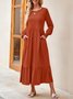 Femmes Plain Noir Col Rond Confortable Robe Maxi Décontracté