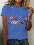 T-shirts Décontracté Floral Été Coton Ample Manches Courtes Col Rond Régulier Oui pour Femmes