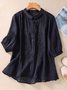 Chemisiers1 Femmes Décontracté Plain Printemps / Automne Aucune élasticité Coton Et Lin Régulier Droit Régulier Col de Chemise