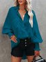 Chemises Femmes Décontracté Plain Printemps / Automne Naturel Ample Manches Longues Mi-long Droit Brouiller