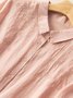 Chemisiers1 Décontracté Plain Printemps / Automne Aucune élasticité Quotidien Coton Et Lin Manches Longues Régulier Régulier pour Femmes
