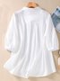 Chemisiers1 Femmes Décontracté Plain Printemps / Automne Aucune élasticité Coton Et Lin Régulier Droit Régulier Col de Chemise