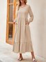 Femmes Plain Noir Col Rond Confortable Robe Maxi Décontracté