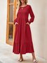 Femmes Plain Noir Col Rond Confortable Robe Maxi Décontracté
