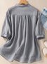 Chemisiers1 Femmes Décontracté Plain Printemps / Automne Aucune élasticité Coton Et Lin Régulier Droit Régulier Col de Chemise