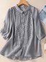 Chemisiers1 Femmes Décontracté Plain Printemps / Automne Aucune élasticité Coton Et Lin Régulier Droit Régulier Col de Chemise