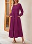 Femmes Plain Noir Col Rond Confortable Robe Maxi Décontracté