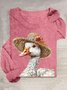 T-shirts Femmes Décontracté Imprimé d'Animal Printemps / Automne Col Rond en Mélangé de Coton Régulier Régulier Élasticité moyenne Oui