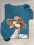 T-shirts Femmes Décontracté Imprimé d'Animal Printemps / Automne Col Rond en Mélangé de Coton Régulier Régulier Élasticité moyenne Oui