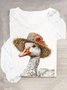 T-shirts Femmes Décontracté Imprimé d'Animal Printemps / Automne Col Rond en Mélangé de Coton Régulier Régulier Élasticité moyenne Oui