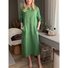 Femmes Plain Blanc Col Rond Confortable Robe Mi-Longue Décontracté