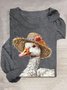T-shirts Femmes Décontracté Imprimé d'Animal Printemps / Automne Col Rond en Mélangé de Coton Régulier Régulier Élasticité moyenne Oui