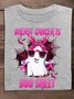 T-shirts Décontracté Printemps / Automne Imprimé de Lettre Motif Coton Micro-élasticité Quotidien Col Rond Régulier Trapèze pour Femmes