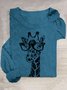T-shirts Décontracté Printemps / Automne Cerf Quotidien Manches Longues Col Rond en Mélangé de Coton Droit Élasticité moyenne pour Femmes