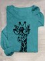T-shirts Décontracté Printemps / Automne Cerf Quotidien Manches Longues Col Rond en Mélangé de Coton Droit Élasticité moyenne pour Femmes