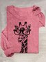 T-shirts Décontracté Printemps / Automne Cerf Quotidien Manches Longues Col Rond en Mélangé de Coton Droit Élasticité moyenne pour Femmes