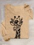 T-shirts Décontracté Printemps / Automne Cerf Quotidien Manches Longues Col Rond en Mélangé de Coton Droit Élasticité moyenne pour Femmes