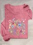T-shirts Décontracté Floral Printemps / Automne Quotidien Ample Manches Longues Col Rond en Mélangé de Coton Régulier pour Femmes