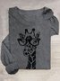 T-shirts Décontracté Printemps / Automne Cerf Quotidien Manches Longues Col Rond en Mélangé de Coton Droit Élasticité moyenne pour Femmes
