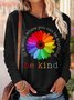 T-shirts Décontracté Printemps / Automne Marguerite Coton Micro-élasticité Quotidien Ample Manches Longues Col Rond pour Femmes