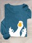 T-shirts Femmes Décontracté Imprimé d'Animal Printemps / Automne Manches Longues Col Rond en Mélangé de Coton Régulier Élasticité moyenne Oui