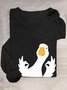 T-shirts Femmes Décontracté Imprimé d'Animal Printemps / Automne Manches Longues Col Rond en Mélangé de Coton Régulier Élasticité moyenne Oui