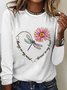 T-shirts Femmes Décontracté Printemps / Automne Marguerite Micro-élasticité Quotidien Manches Longues Régulier Trapèze Régulier