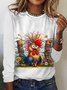 T-shirts Décontracté Turquie Printemps / Automne Quotidien Ample Manches Longues en Mélangé de Coton Régulier Oui pour Femmes